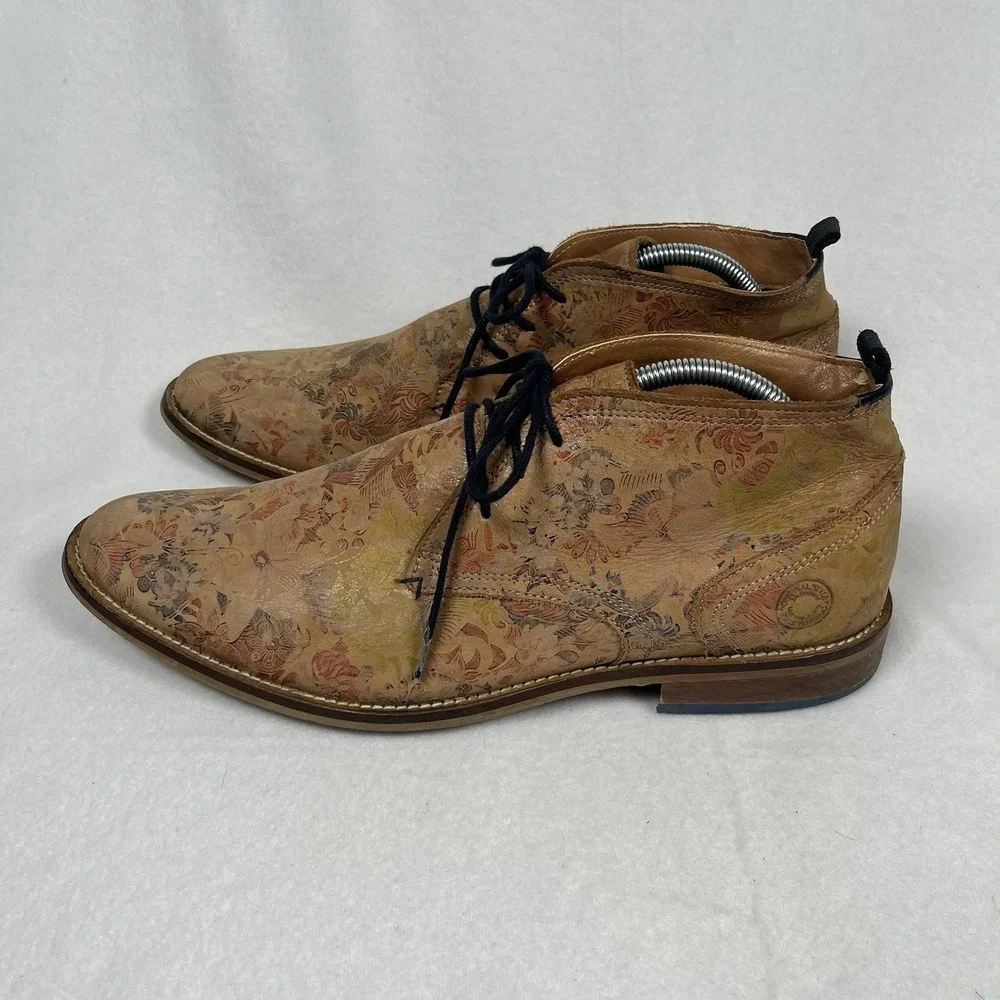 RARE Steve Madden Men Soft Leather Dress Shoe Chukka Boot Floral Ltd‎  Blade-f
